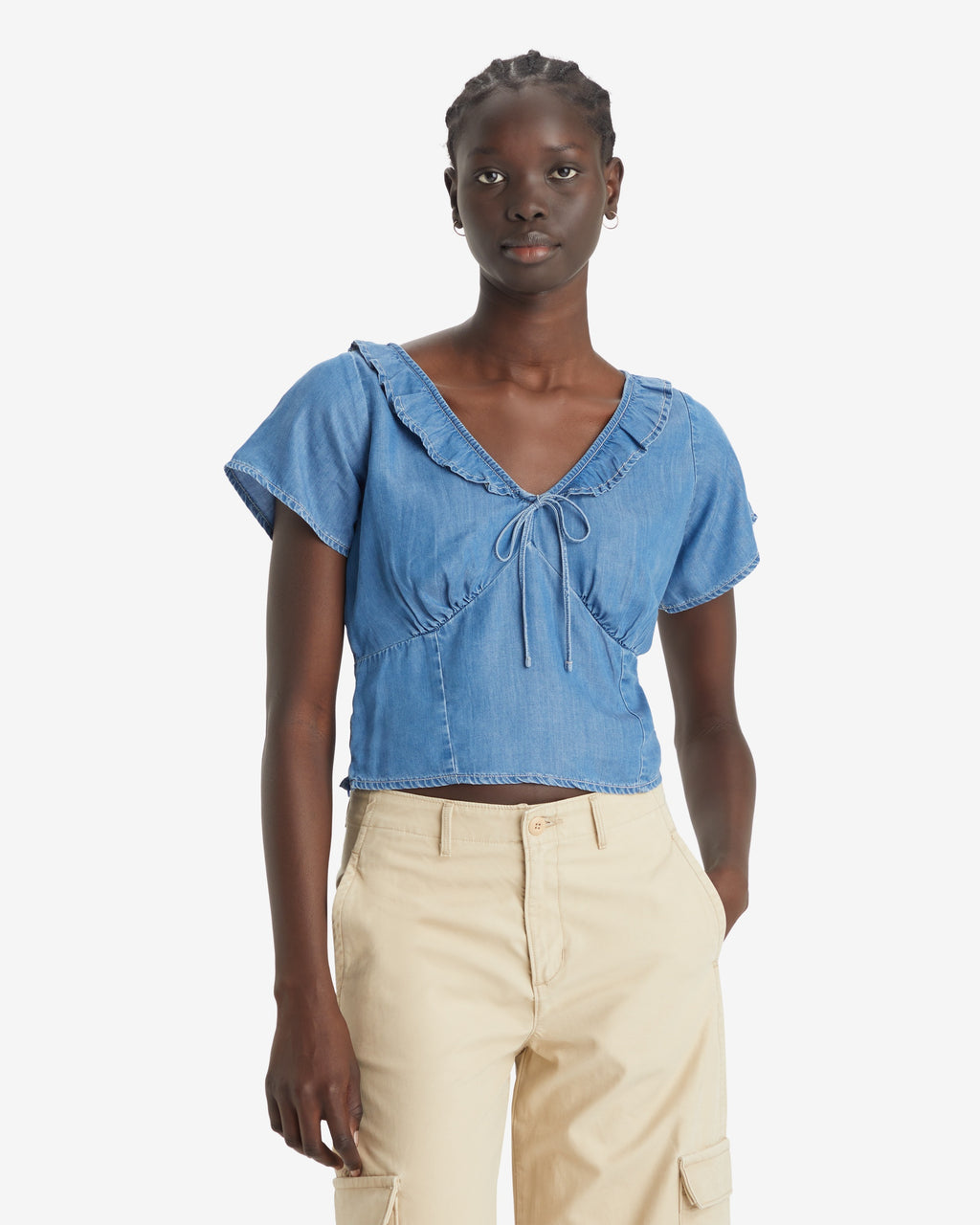 Moxie Short-sleeve Denim Blouse